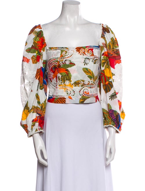 Farm Rio Printed Square Neckline Crop Top