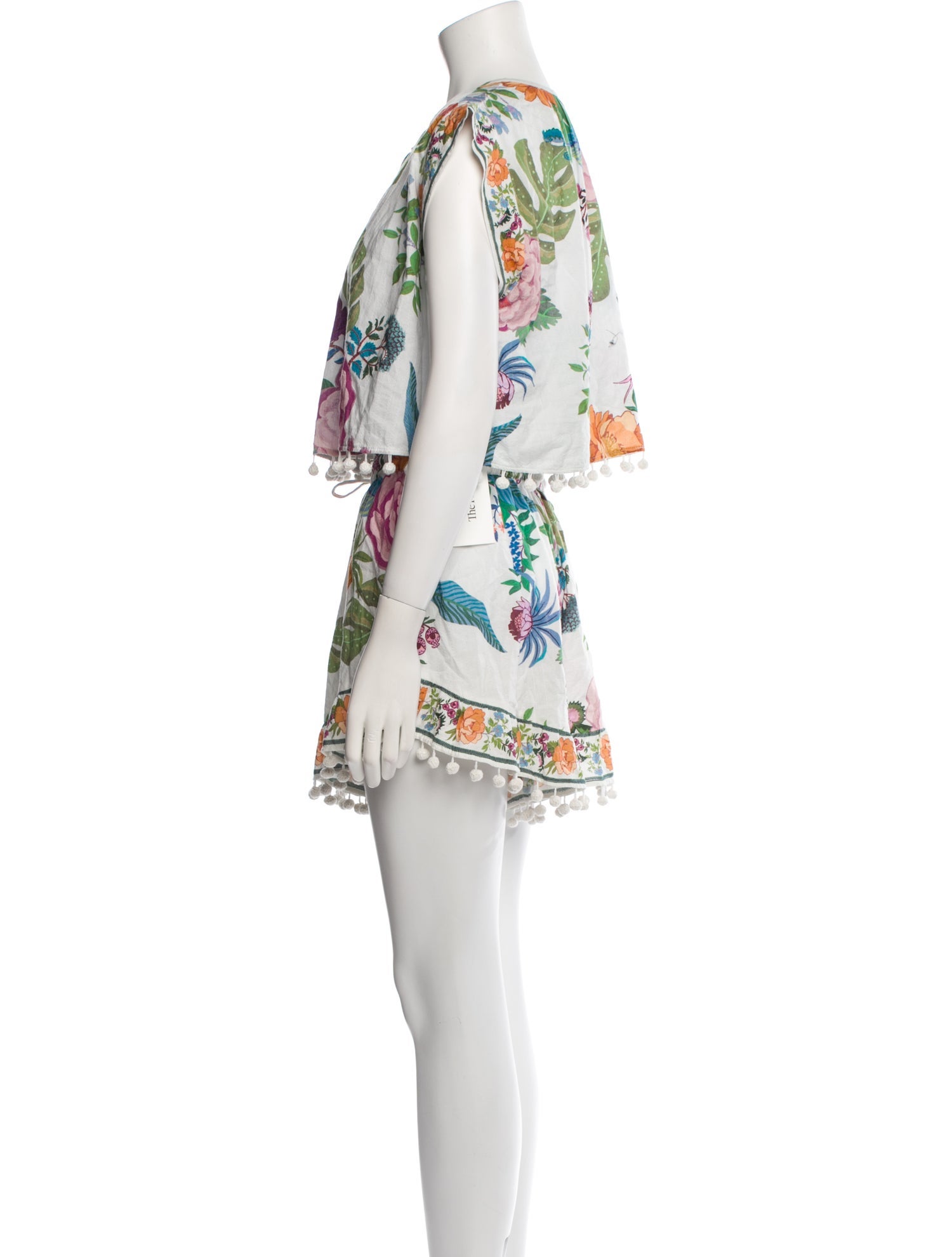 Farm Rio Printed Pom-Pom Embellishments Short Set