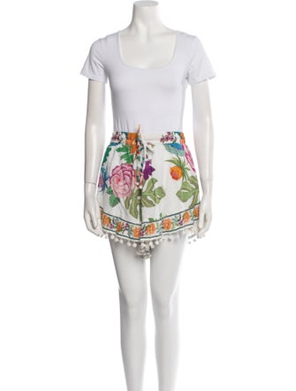Farm Rio Printed Pom-Pom Embellishments Short Set