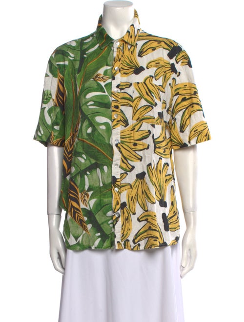 Farm Rio Printed Short Sleeve Button-Up Top