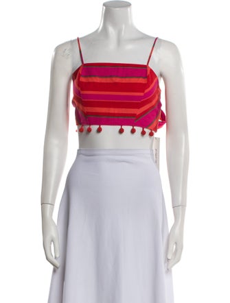 Farm Rio Striped Square Neckline Crop Top