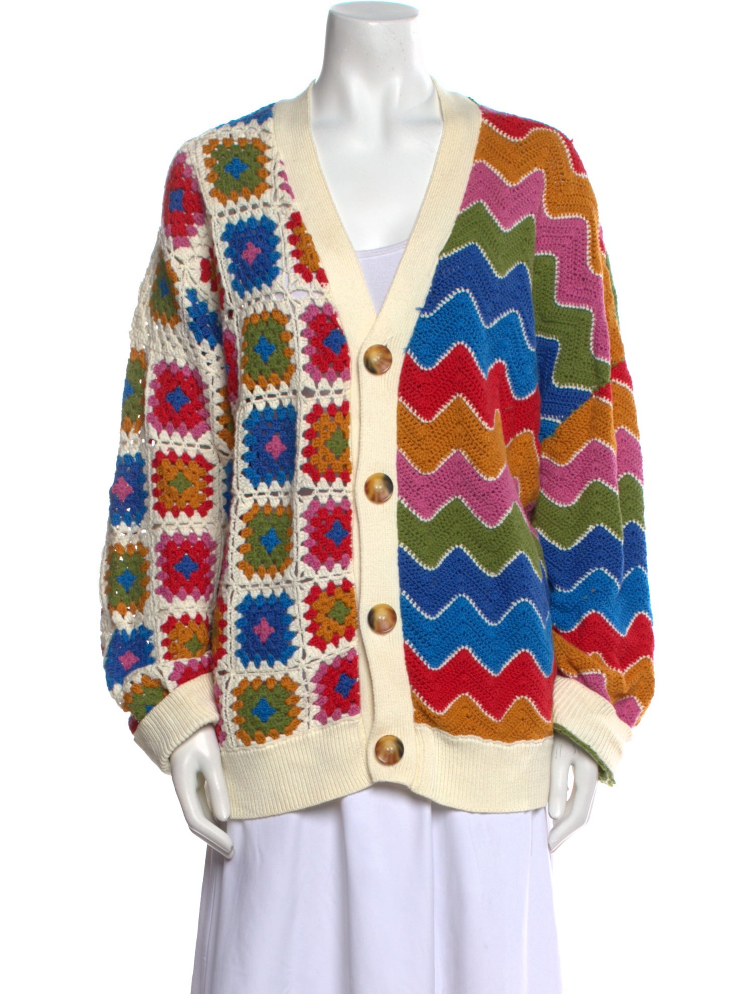 Farm Rio Printed V-Neck Sweater