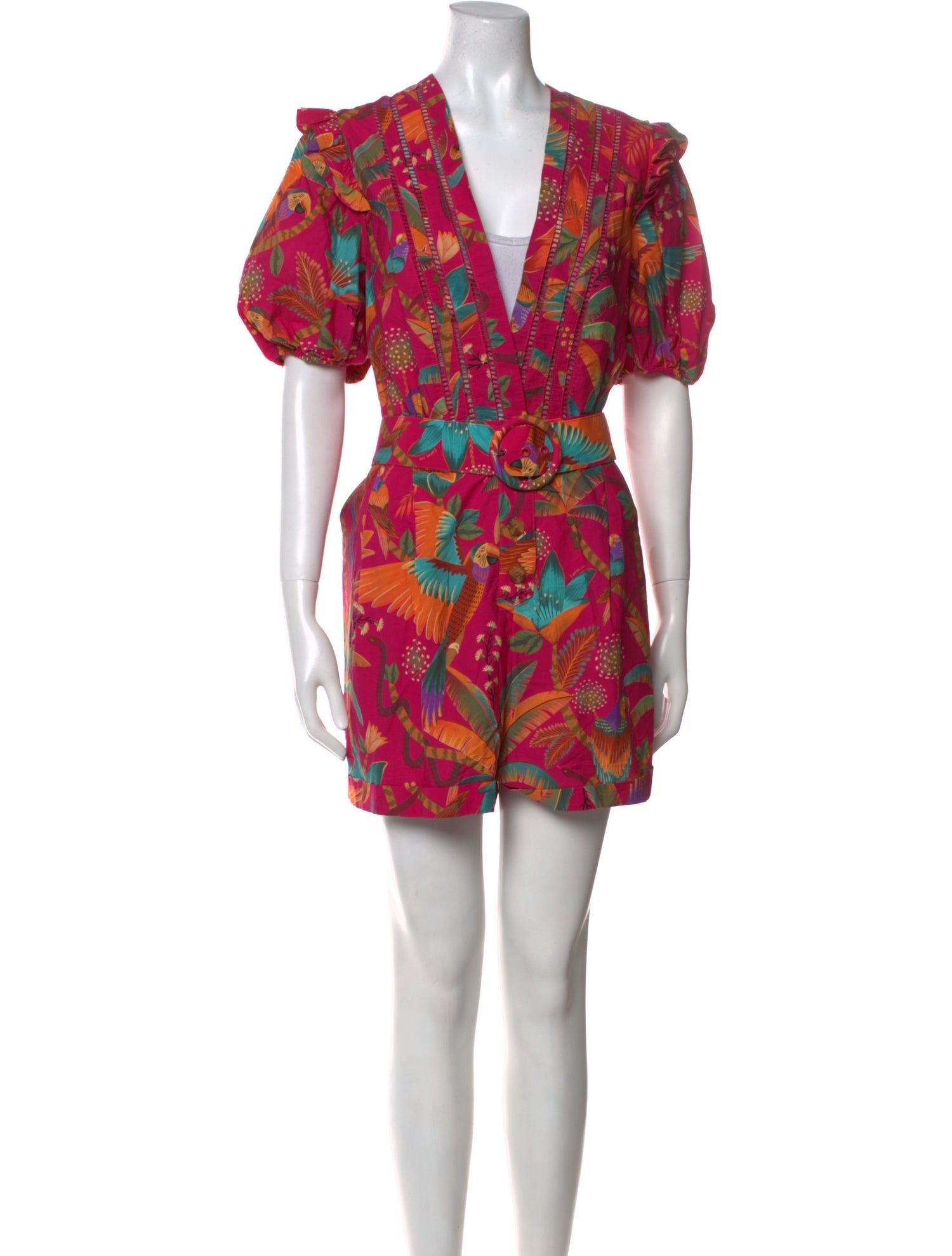 Farm Rio Floral Print V-Neck Romper