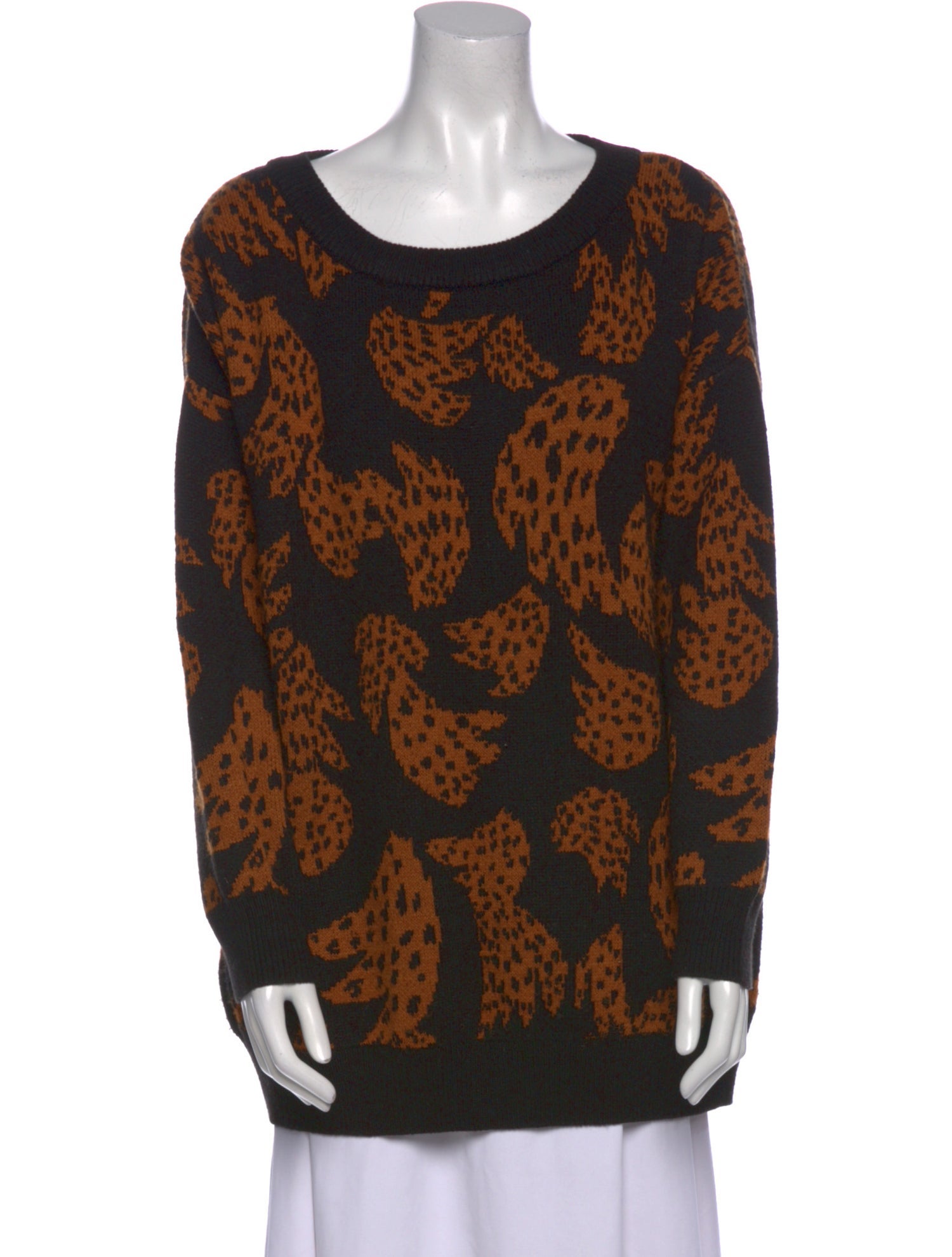 Farm Rio Animal Print Bateau Neckline Sweater