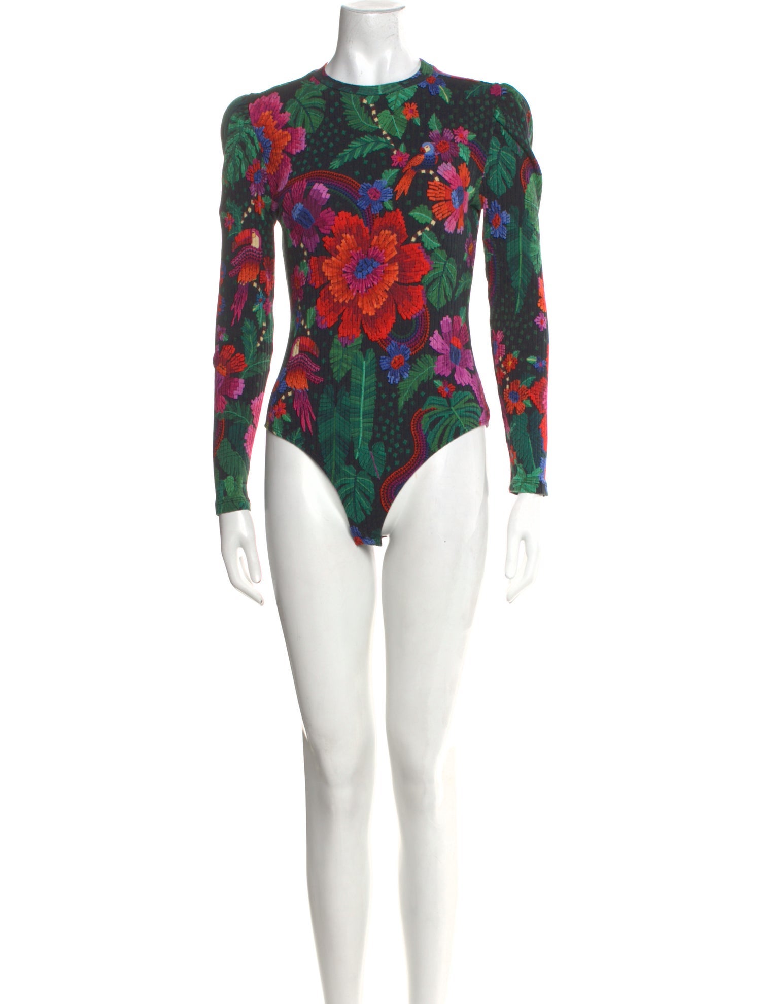 Farm Rio Floral Print Mock Neck Bodysuit