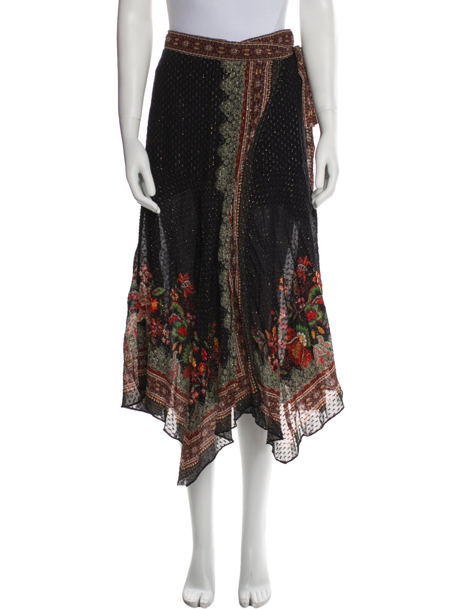 Farm Rio Floral Print Midi Length Skirt