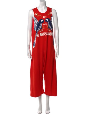 Farm Rio Graphic Print Crew Neck Jumpsuit