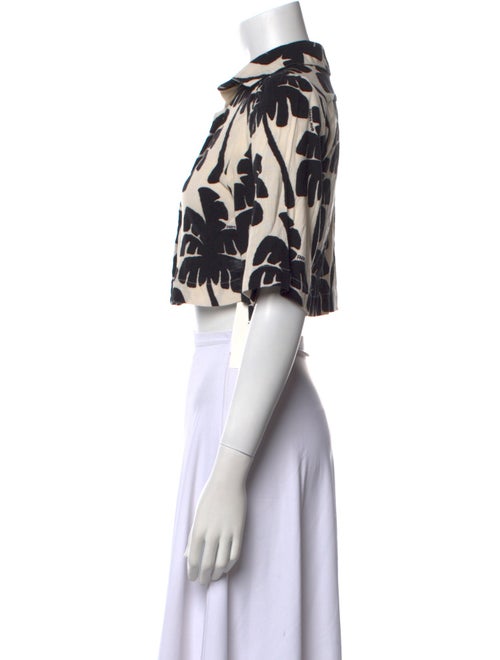 Farm Rio Printed Three-Quarter Sleeve Crop Top