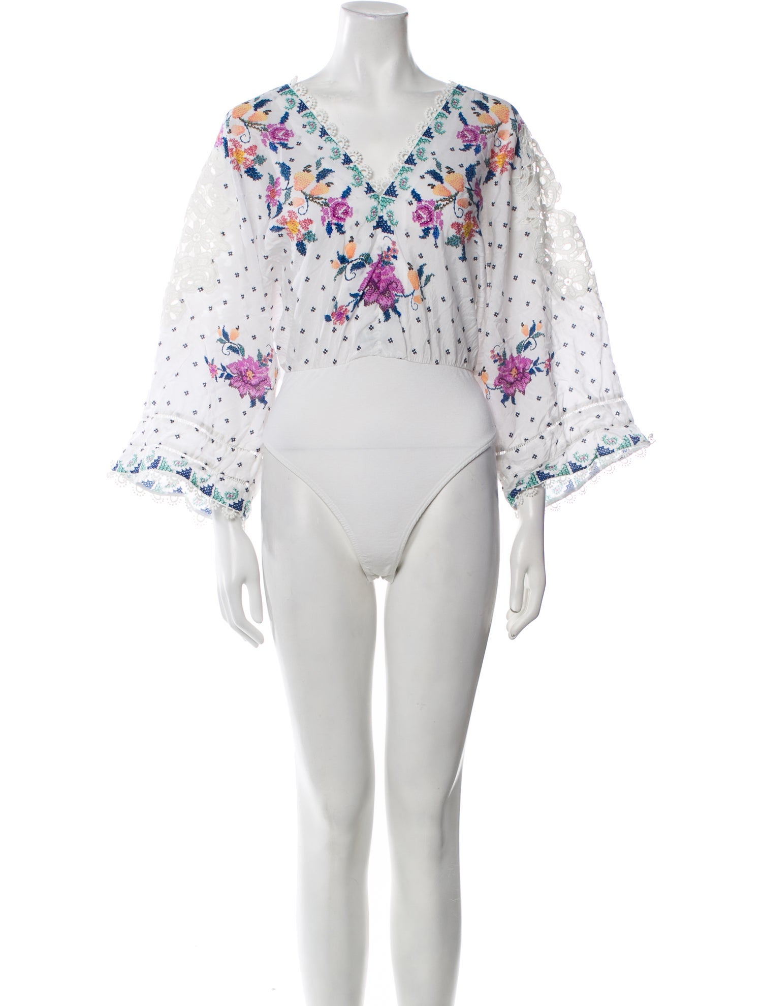 Farm Rio Floral Print V-Neck Bodysuit
