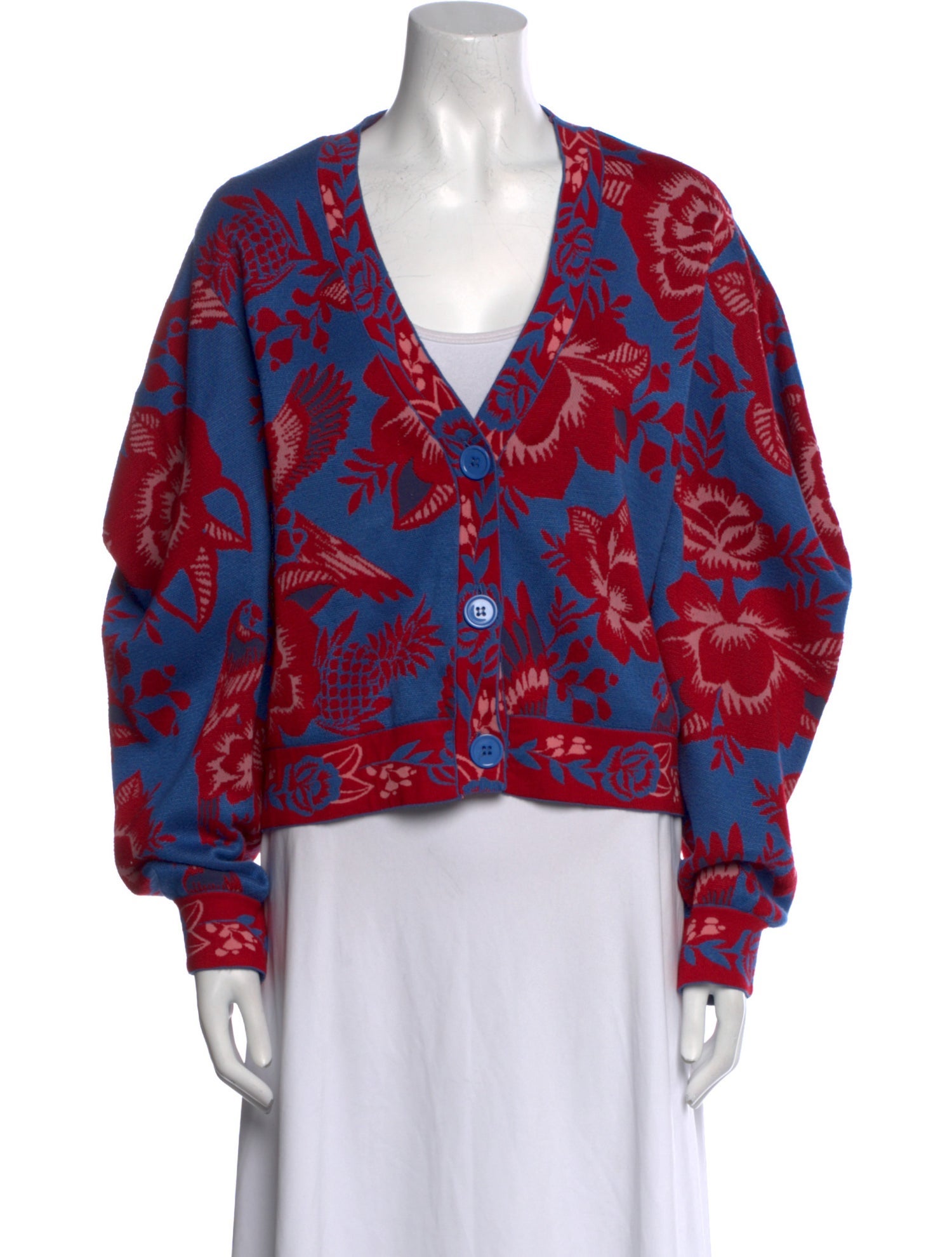 Farm Rio Printed V-Neck Sweater