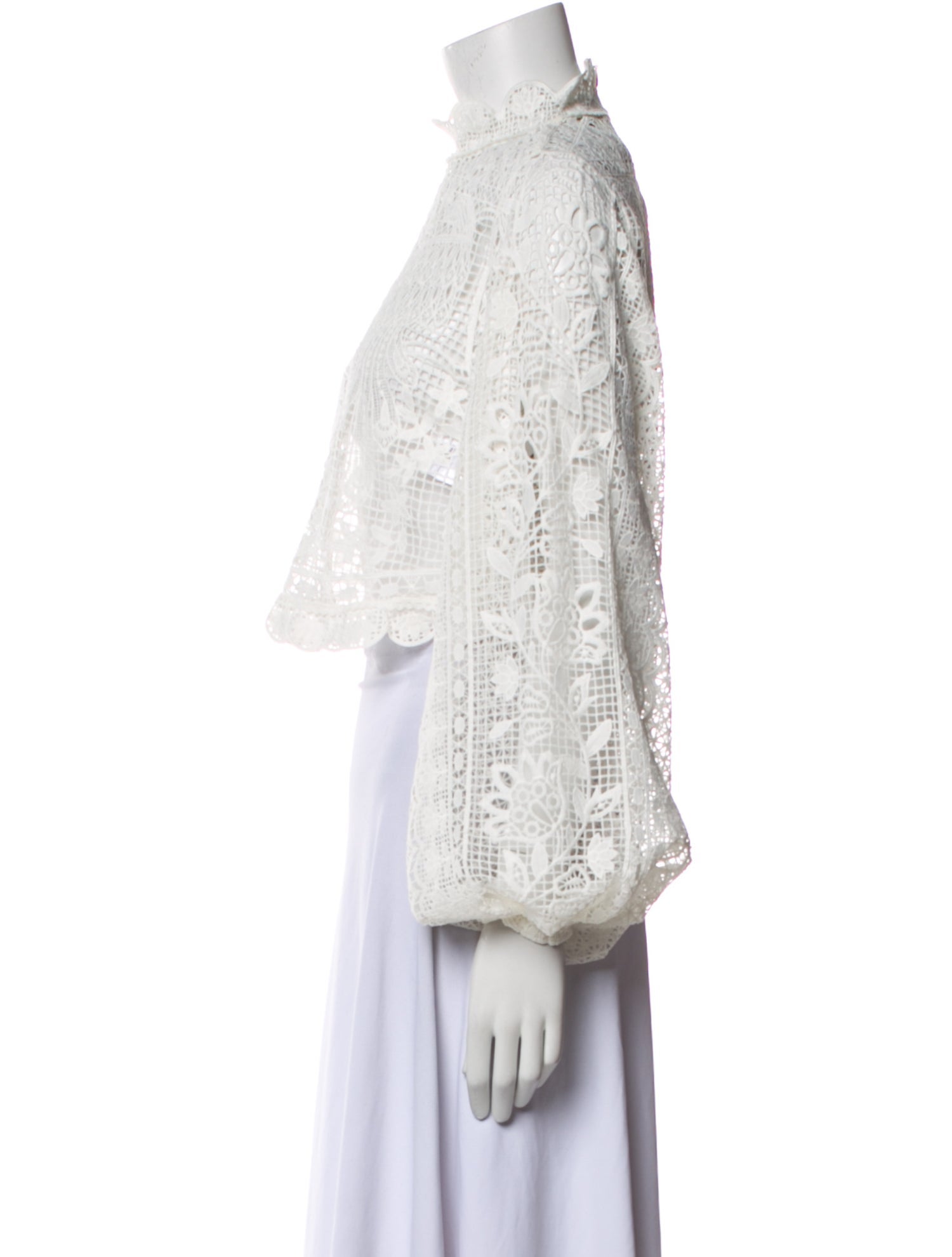 Farm Rio Lace Pattern Mock Neck Crop Top