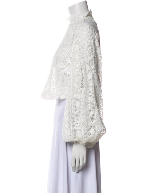 Farm Rio Lace Pattern Mock Neck Crop Top