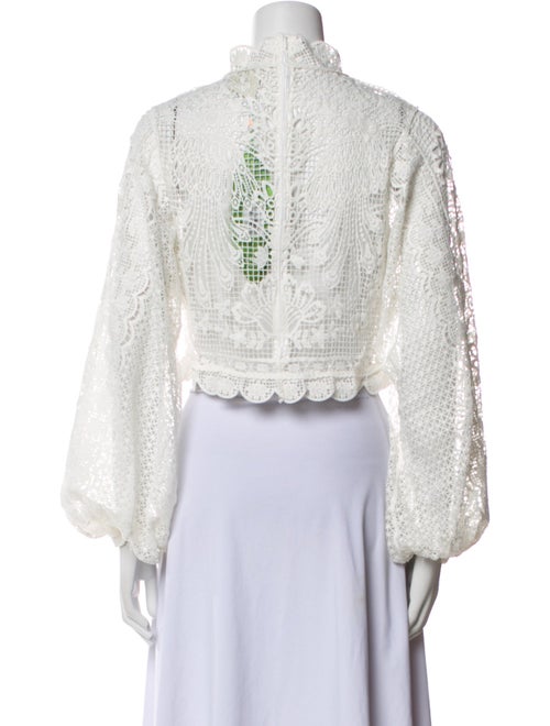 Farm Rio Lace Pattern Mock Neck Crop Top