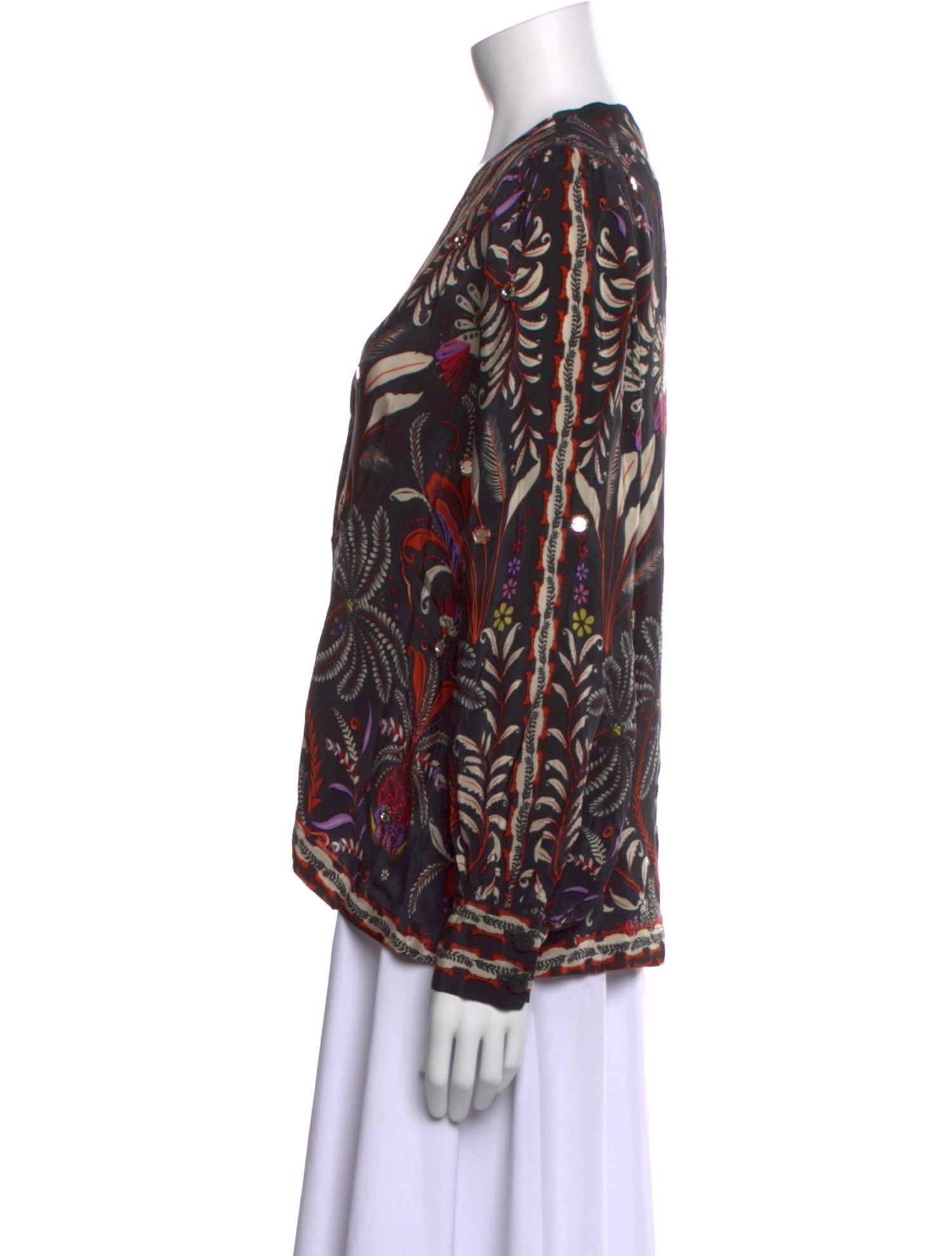 Farm Rio Printed V-Neck Blouse