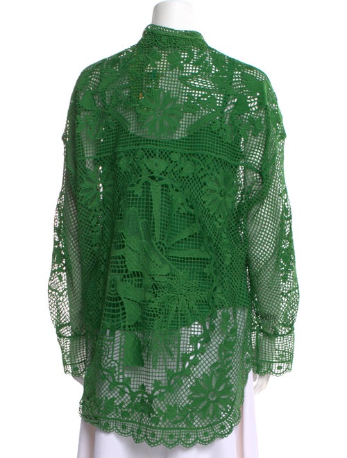 Farm Rio Lace Pattern Long Sleeve Button-Up Top