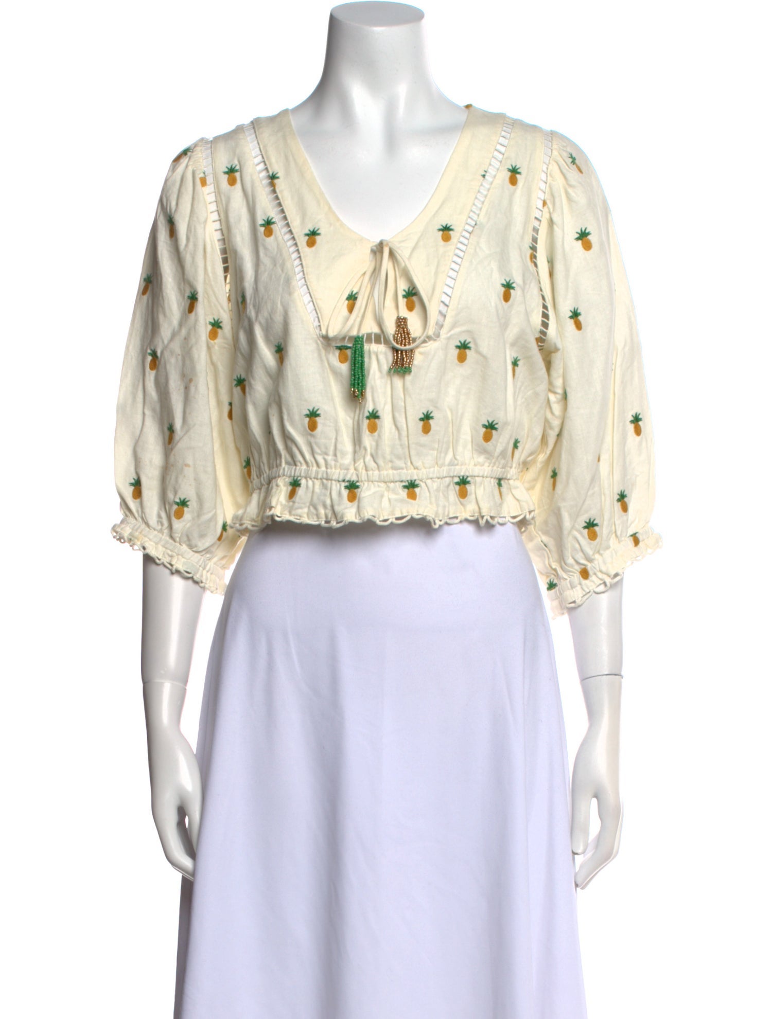 Farm Rio Printed V-Neck Crop Top