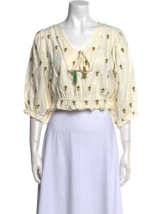 Farm Rio Printed V-Neck Crop Top