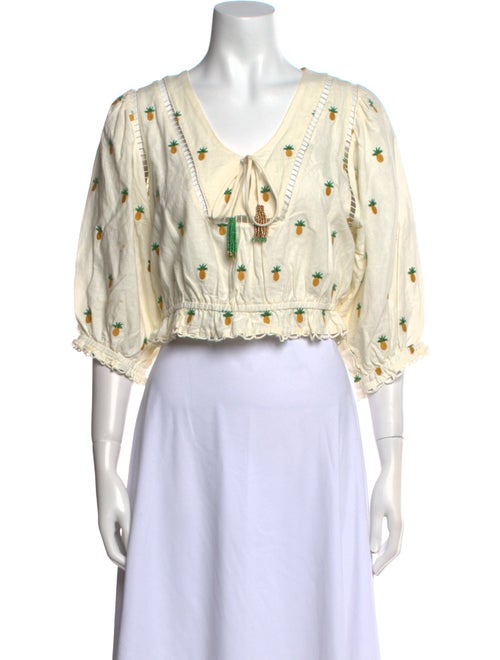 Farm Rio Printed V-Neck Crop Top