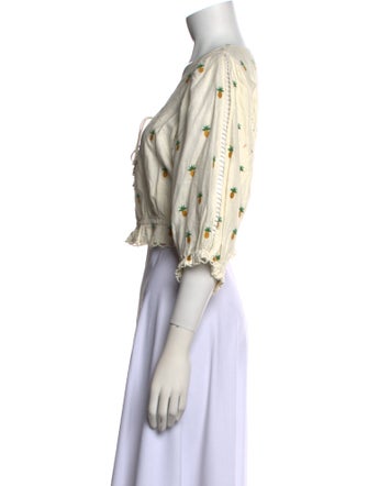 Farm Rio Printed V-Neck Crop Top