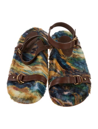 Farm Rio Shearling Animal Print Gladiator Sandals