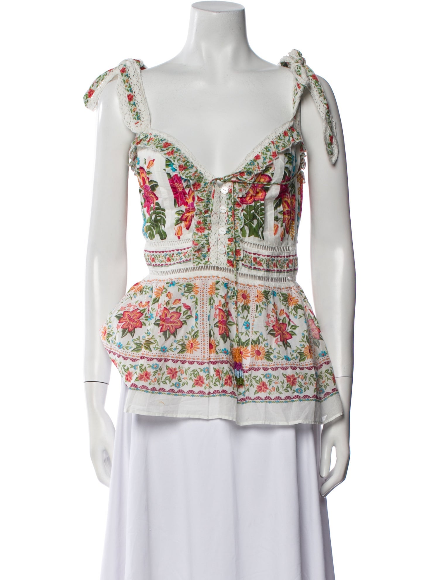 Farm Rio Floral Print V-Neck Blouse w/ Tags