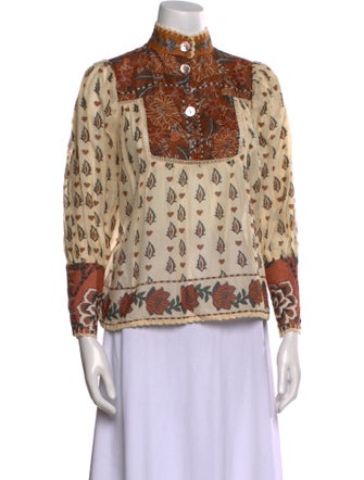 Farm Rio Printed Mock Neck Blouse