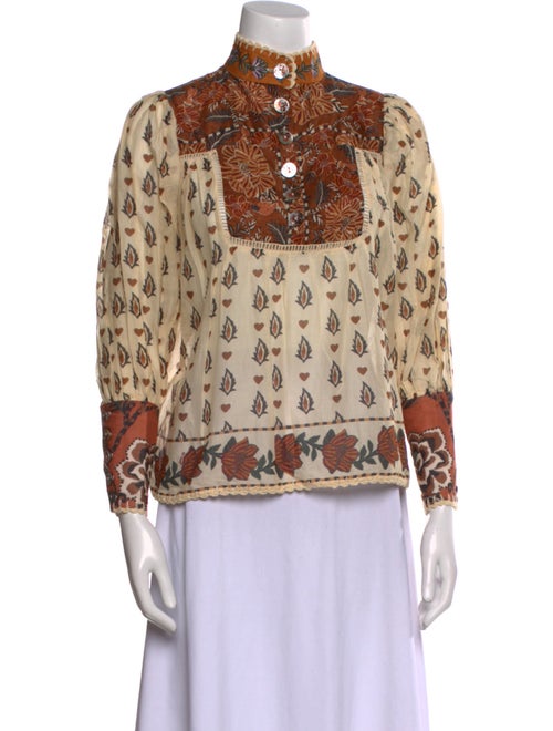 Farm Rio Printed Mock Neck Blouse
