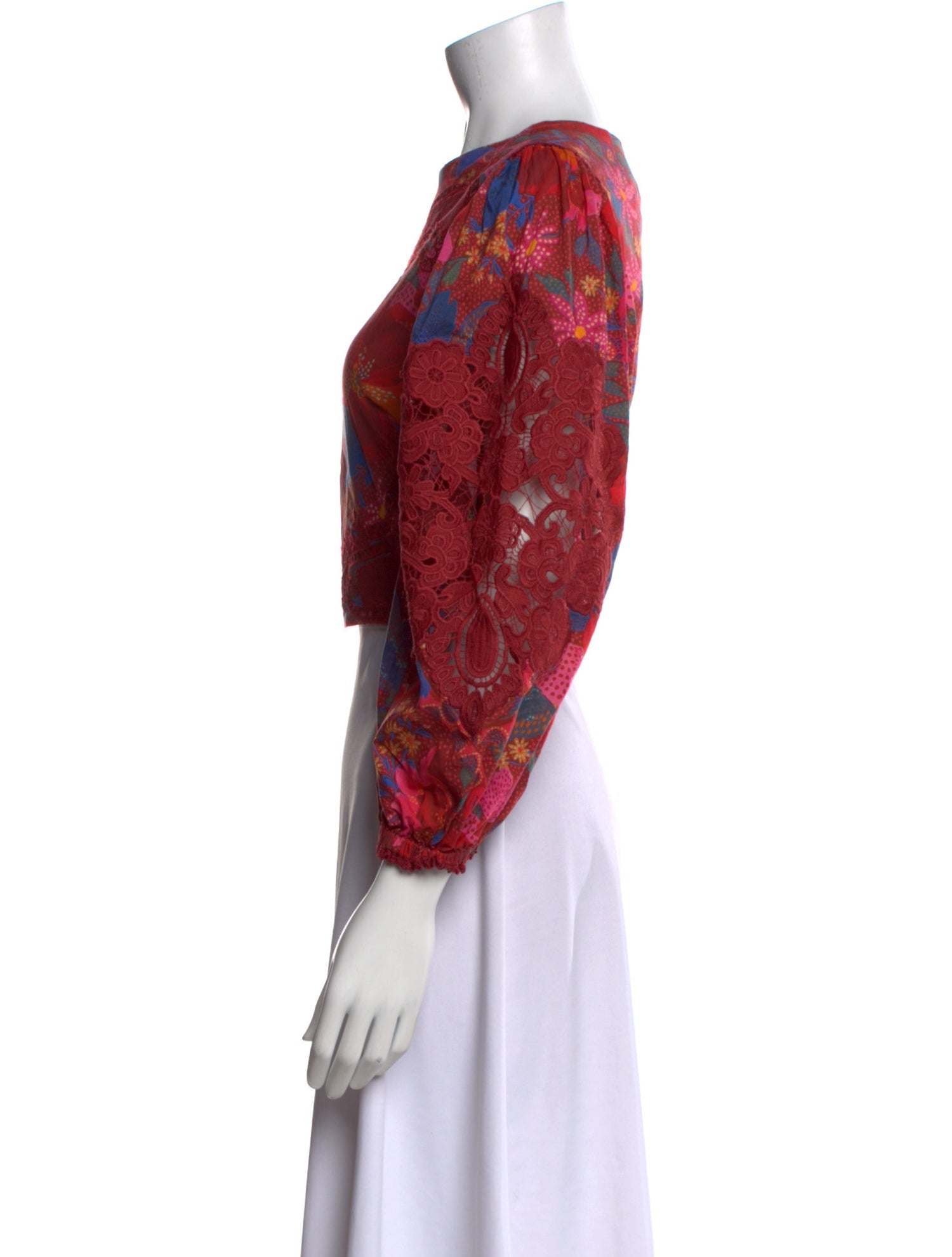 Farm Rio Floral Print Crew Neck Crop Top