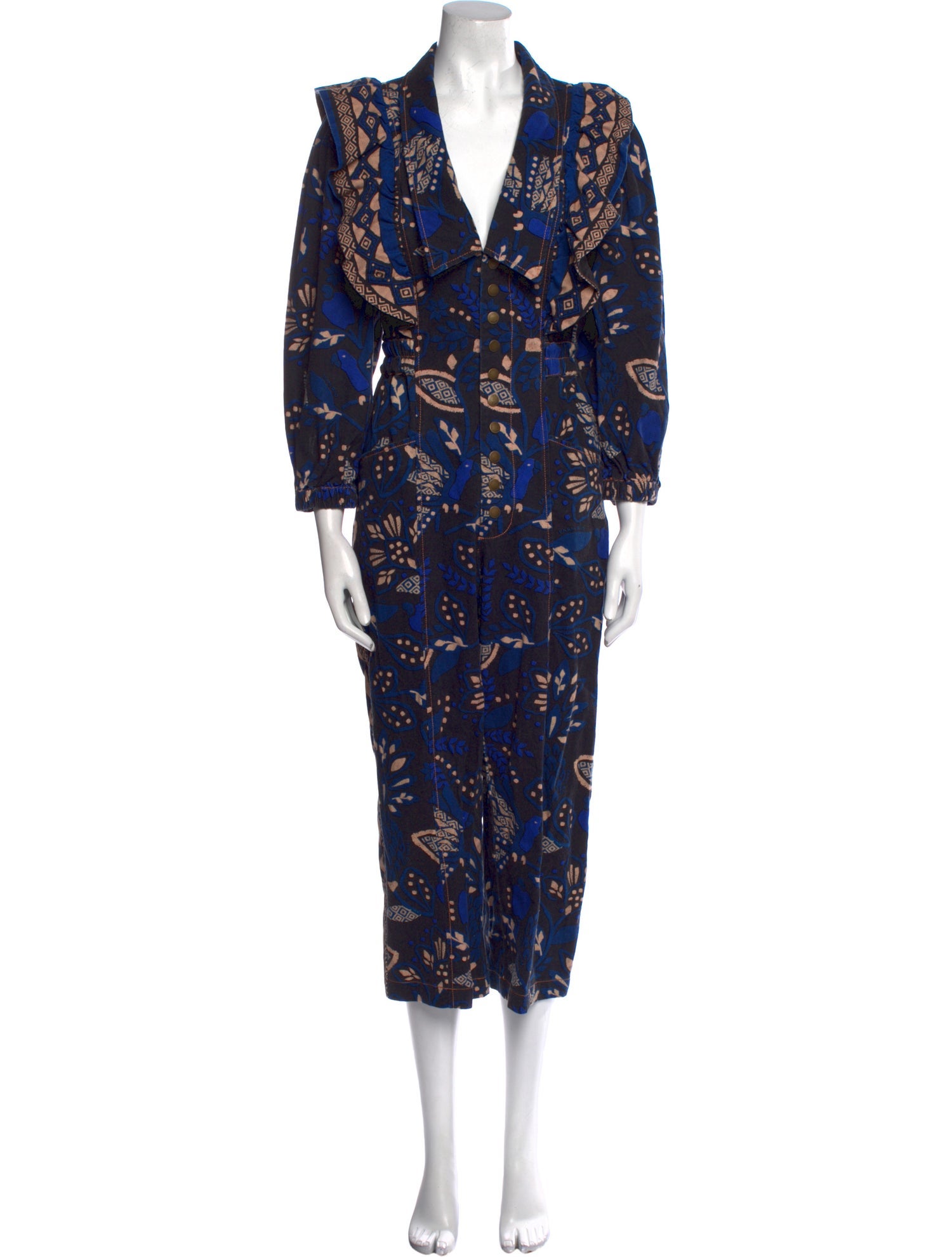 Farm Rio Floral Print V-Neck Jumpsuit