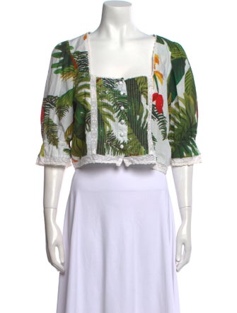 Farm Rio Printed Square Neckline Crop Top