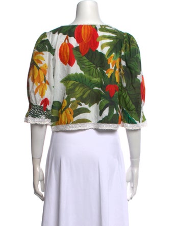 Farm Rio Printed Square Neckline Crop Top