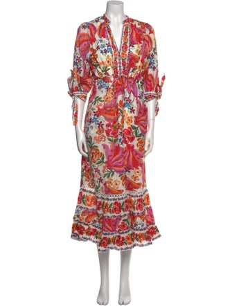 Farm Rio Floral Print Midi Length Dress