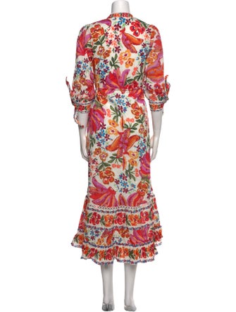 Farm Rio Floral Print Midi Length Dress
