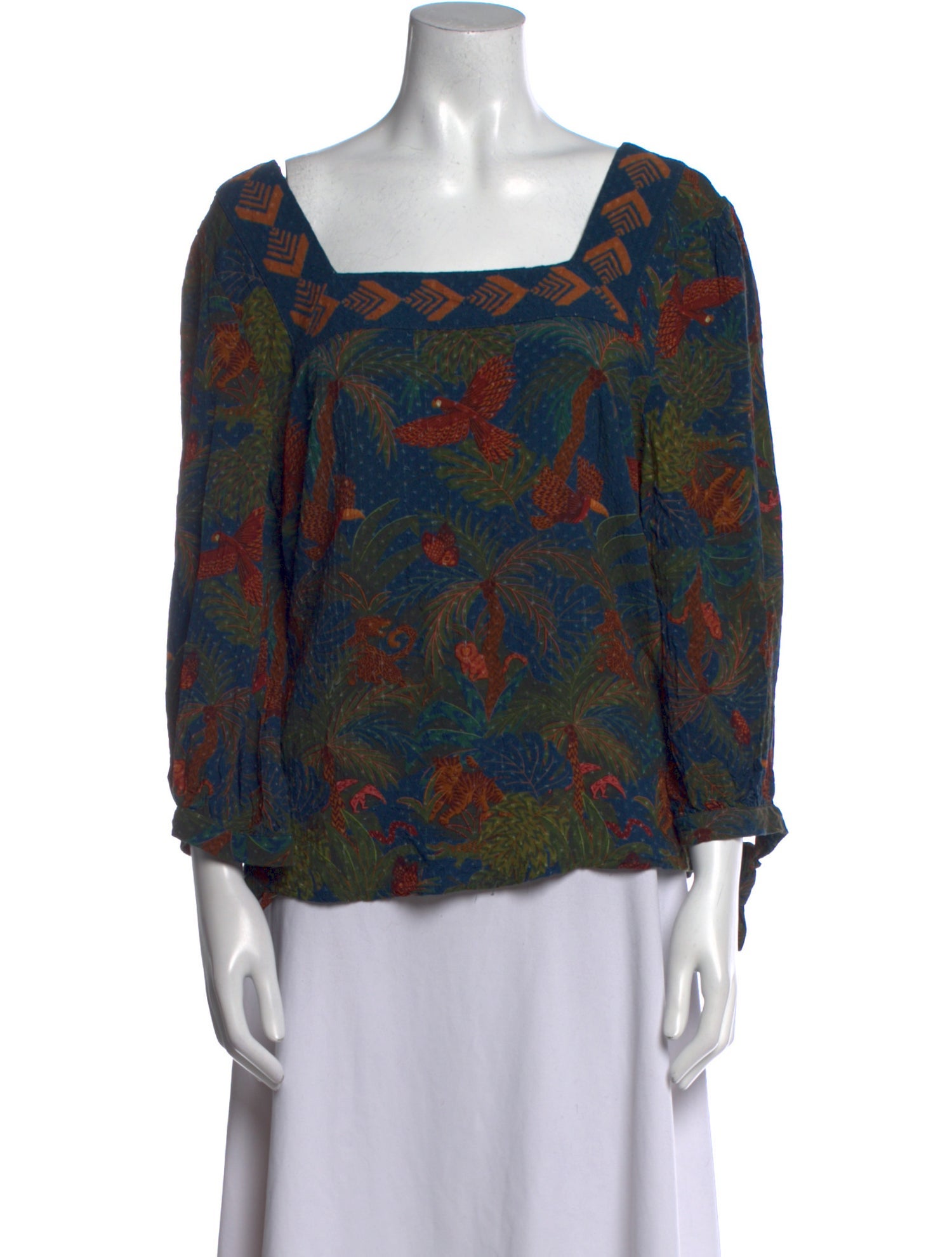 Farm Rio Printed Square Neckline Blouse