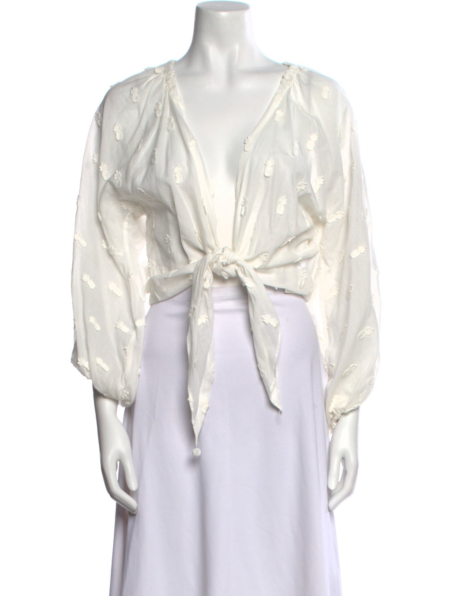 Farm Rio V-Neck Three-Quarter Sleeve Crop Top