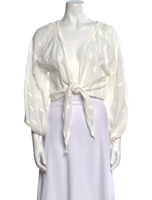 Farm Rio V-Neck Three-Quarter Sleeve Crop Top