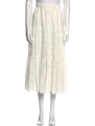 Farm Rio Embroidered Accent Midi Length Skirt