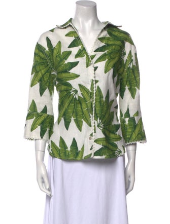 Farm Rio Linen Printed Button-Up Top