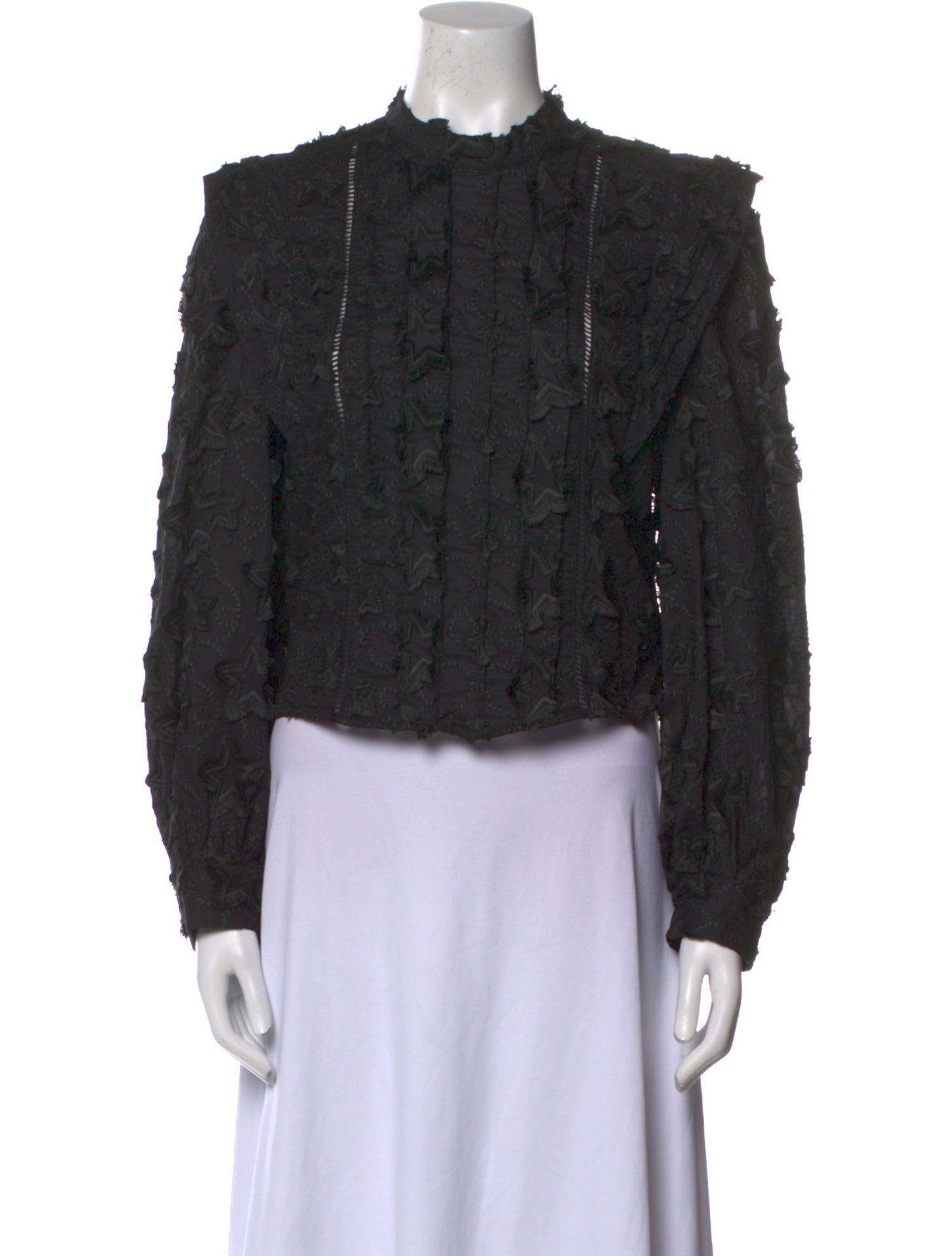 Farm Rio Mock Neck Long Sleeve Crop Top