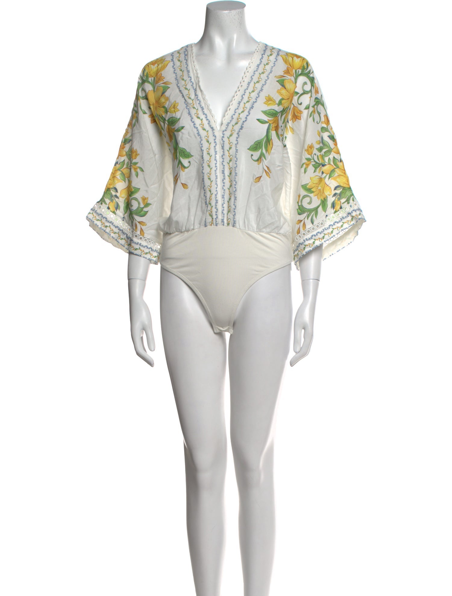 Farm Rio Floral Print V-Neck Bodysuit