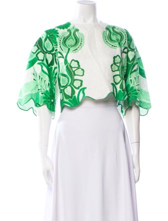 Farm Rio Linen Floral Print Crop Top