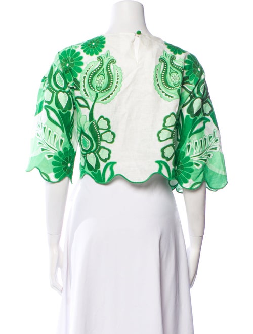 Farm Rio Linen Floral Print Crop Top