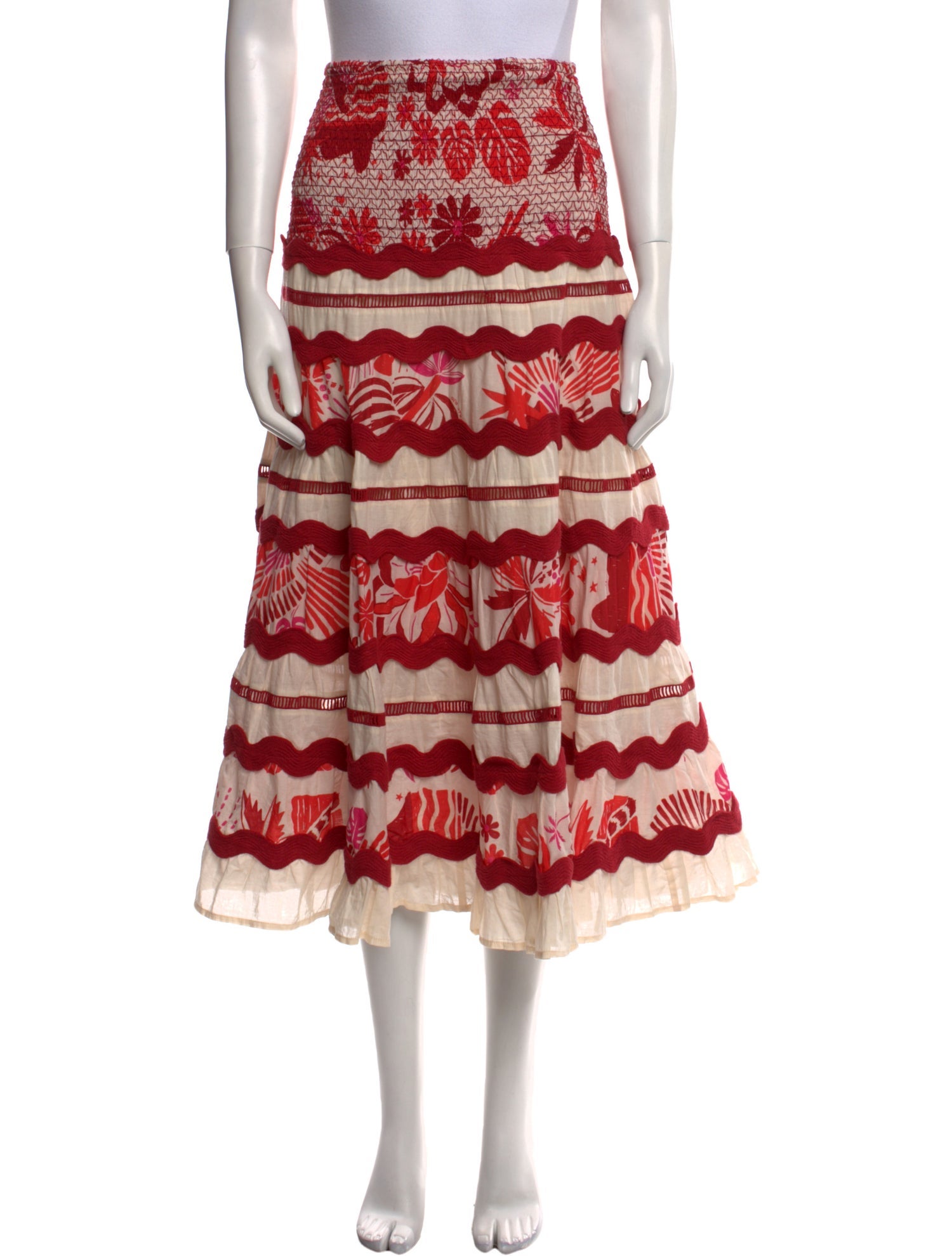 Farm Rio Striped Midi Length Skirt