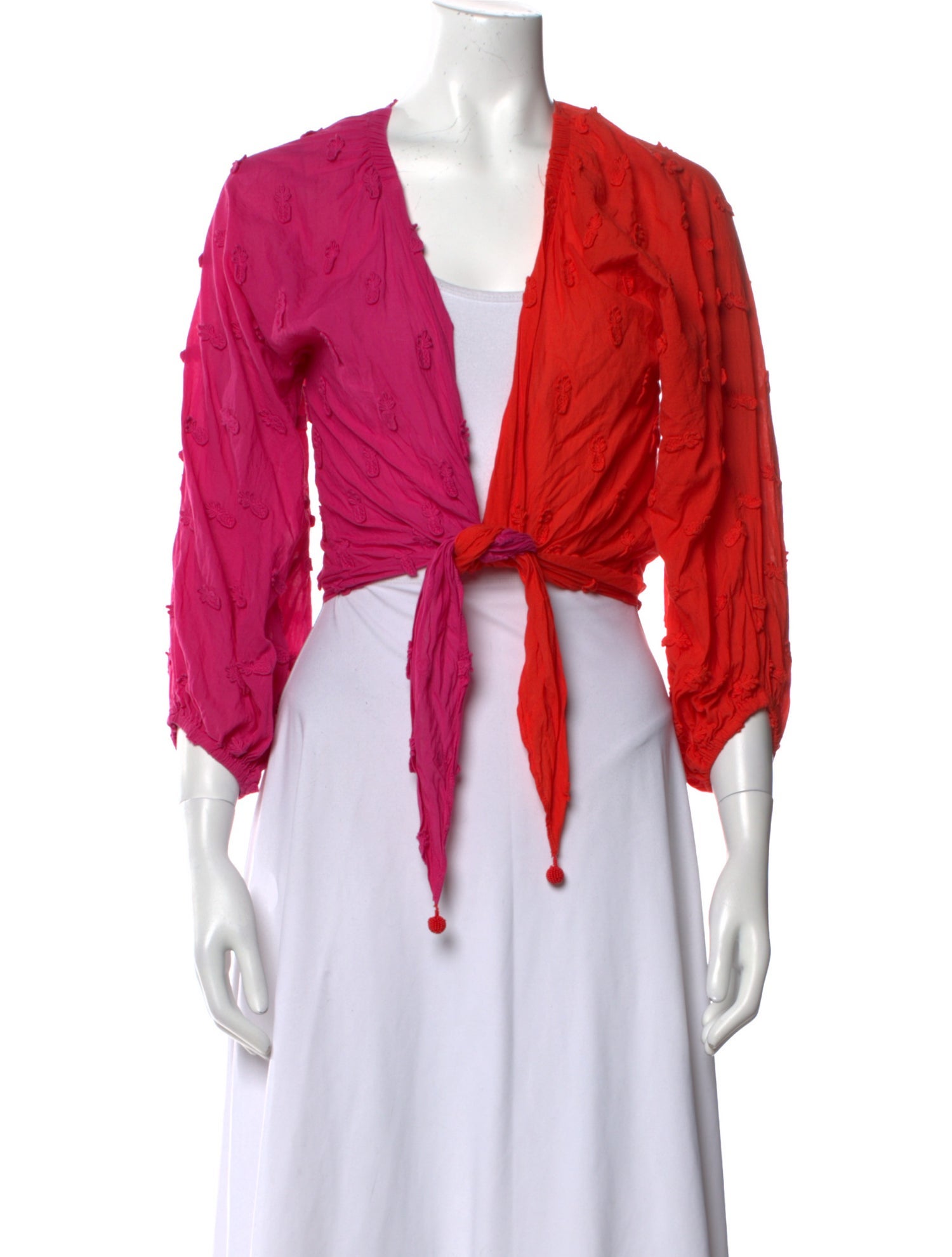 Farm Rio Colorblock Pattern Plunge Neckline Sweater