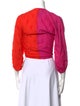 Farm Rio Colorblock Pattern Plunge Neckline Sweater