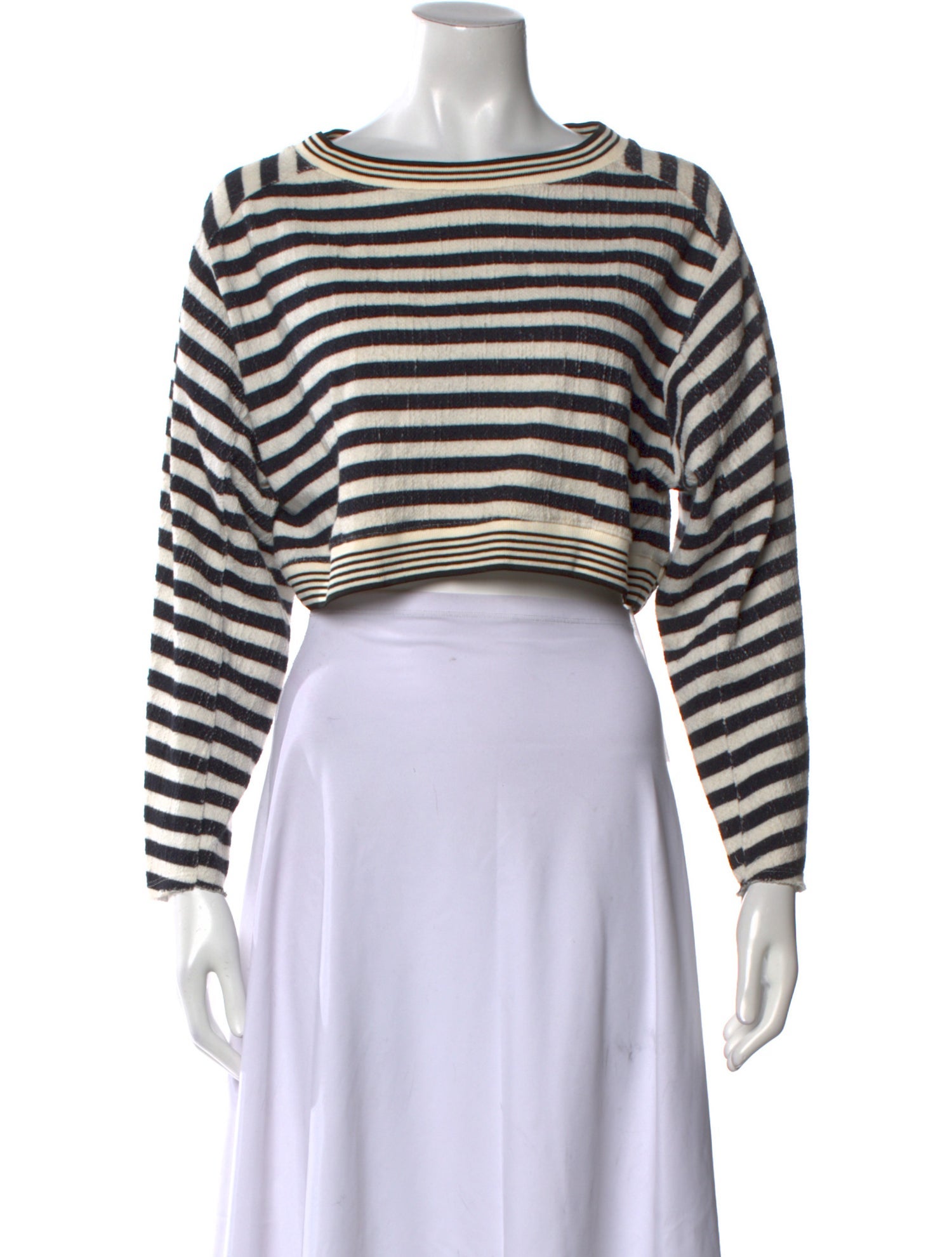 Farm Rio Striped Bateau Neckline Crop Top