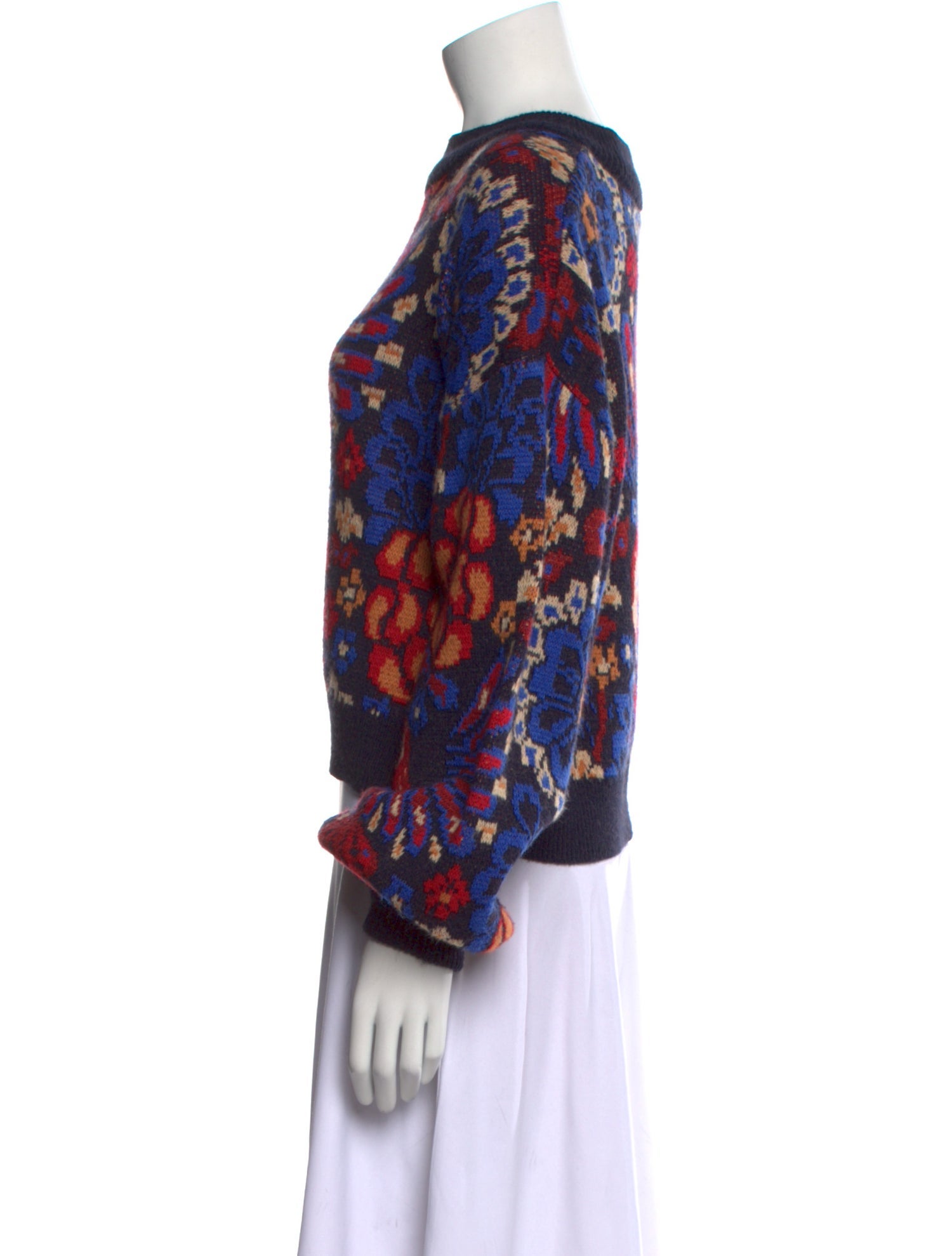 Farm Rio Floral Print Scoop Neck Sweater