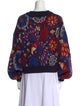 Farm Rio Floral Print Scoop Neck Sweater