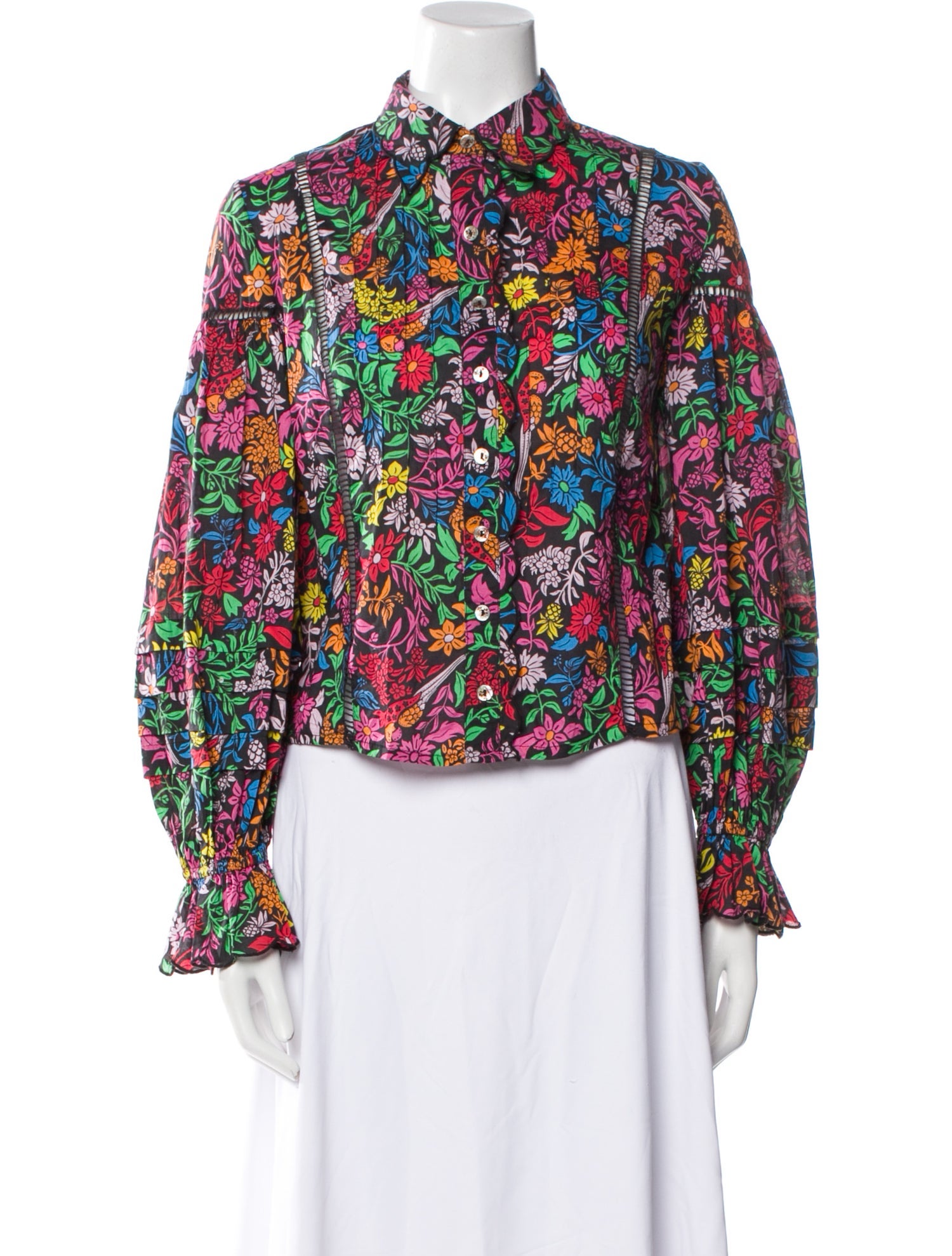 Farm Rio Floral Print Long Sleeve Blouse