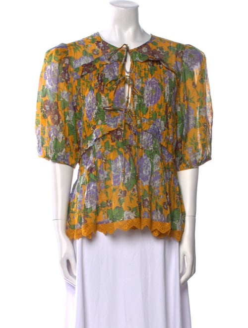 Farm Rio Printed Tie Neck Blouse